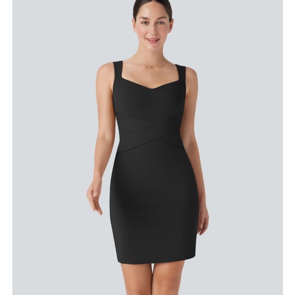 Halara Body Con Dress -Classic Black Sheath Dress with Sculpted Waist - Picture 3 of 12